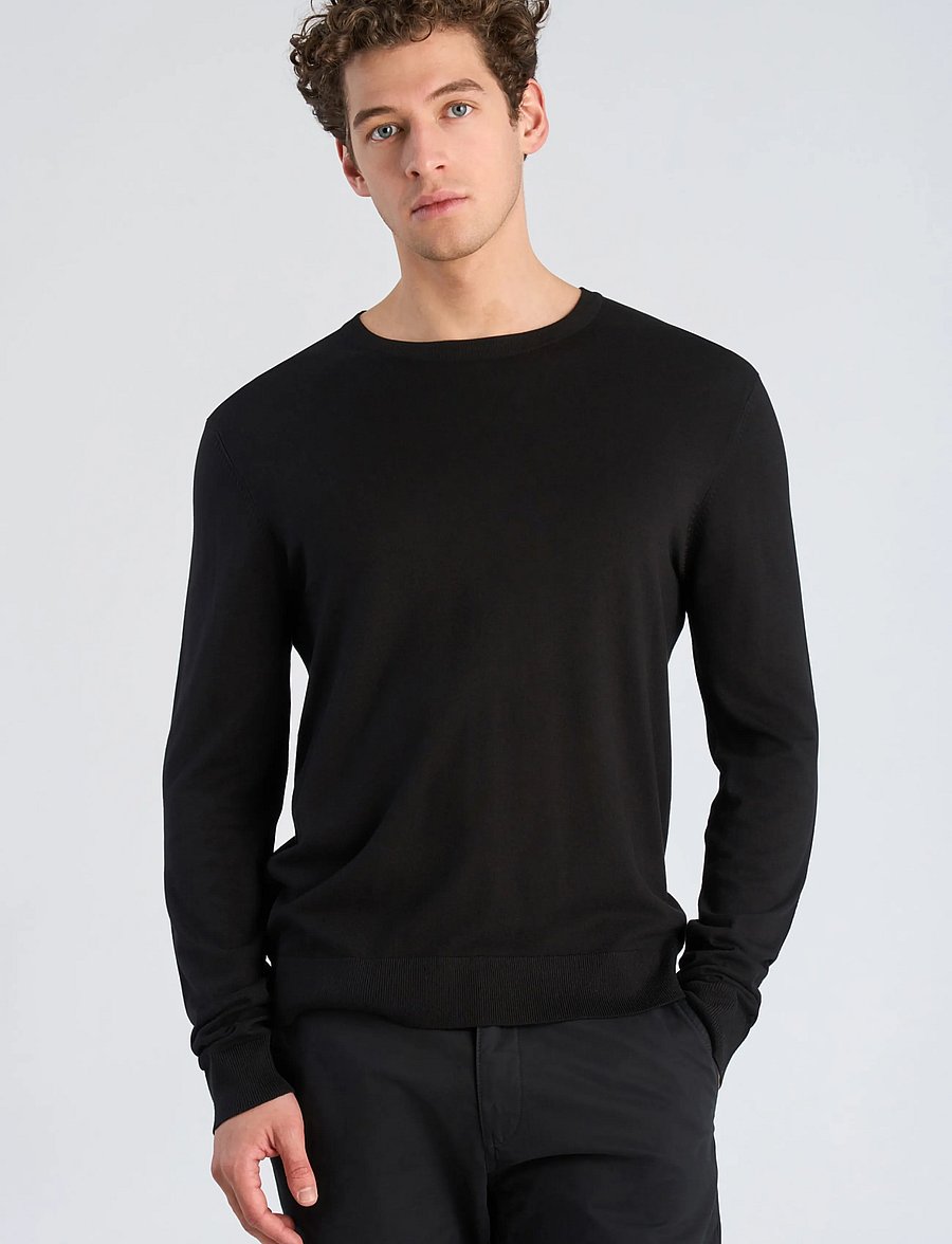 Lindbergh - Soft viscose blend o-neck knit - rund hals - black - 3