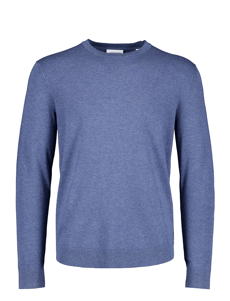 Lindbergh - Soft viscose blend o-neck knit - round necks - blue mel - 0