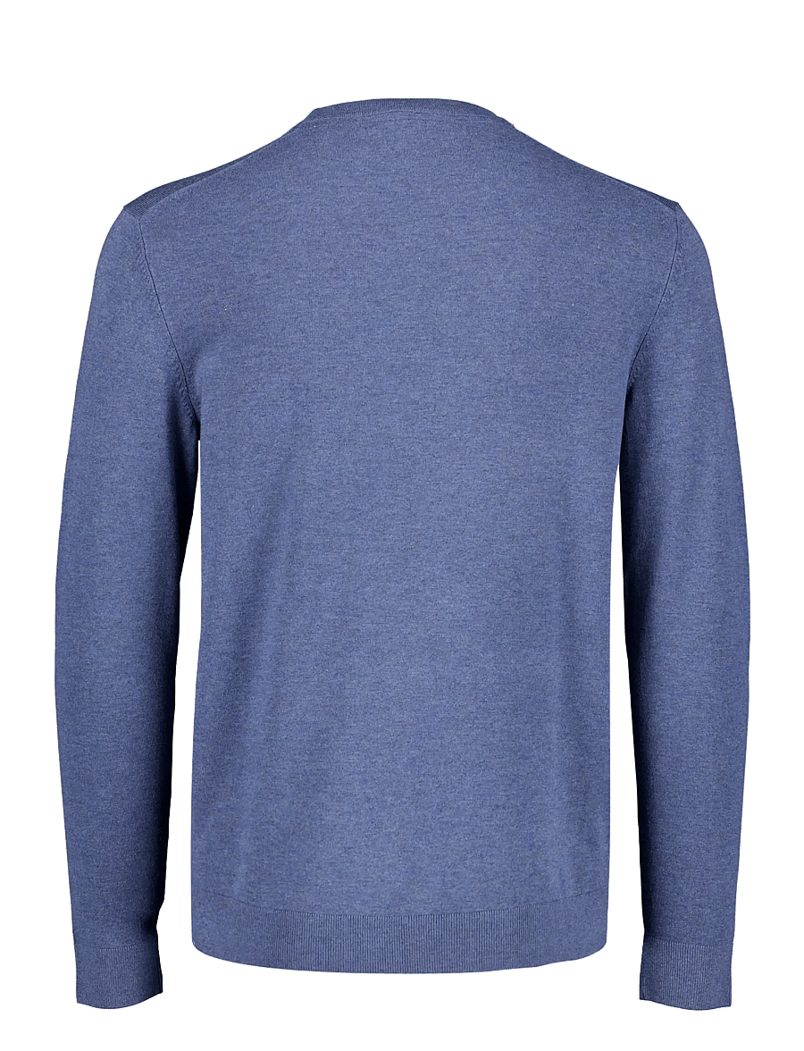 Lindbergh - Soft viscose blend o-neck knit - round necks - blue mel - 1