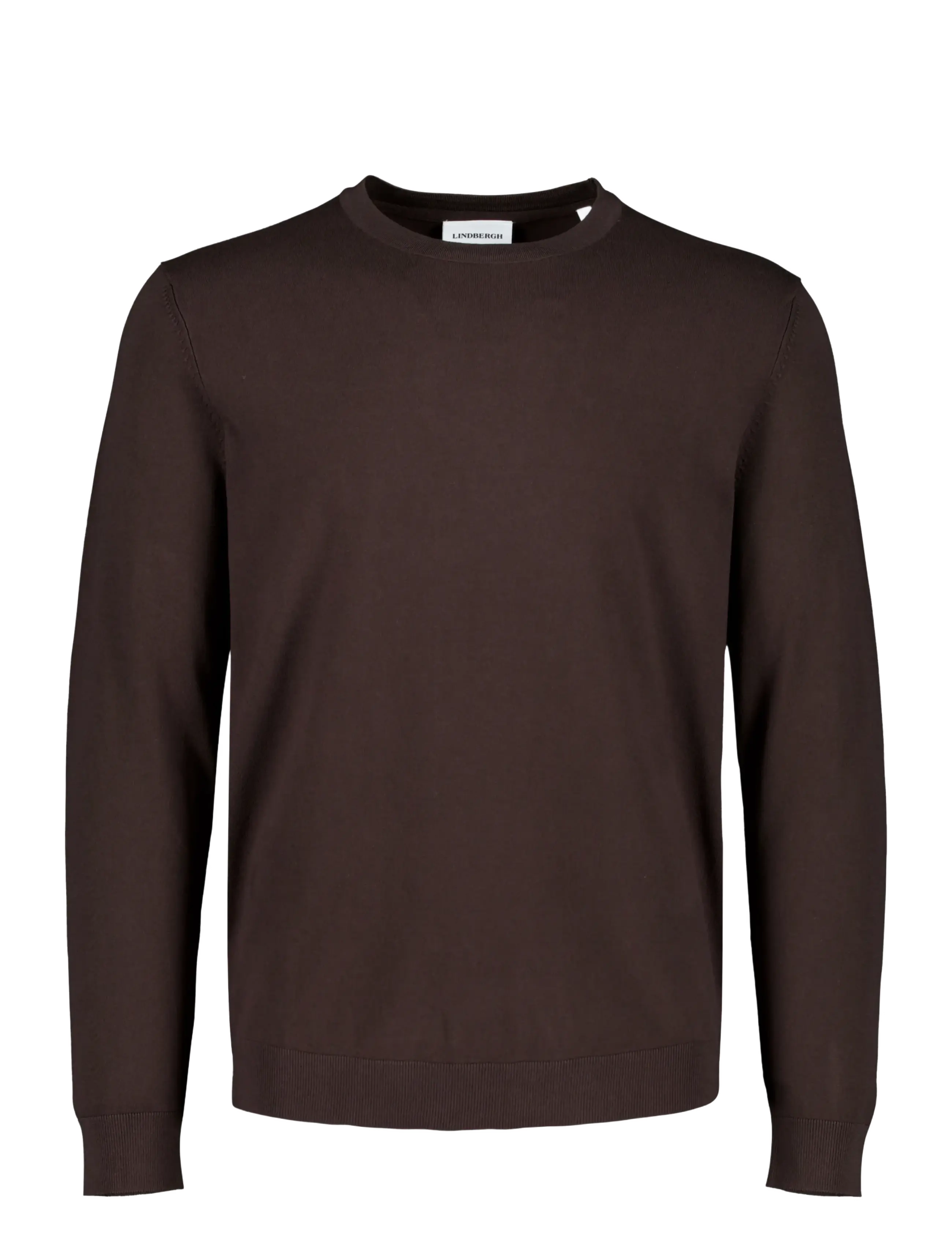 Lindbergh Soft viscose blend o-neck knit - Strik - DK BROWN / brown