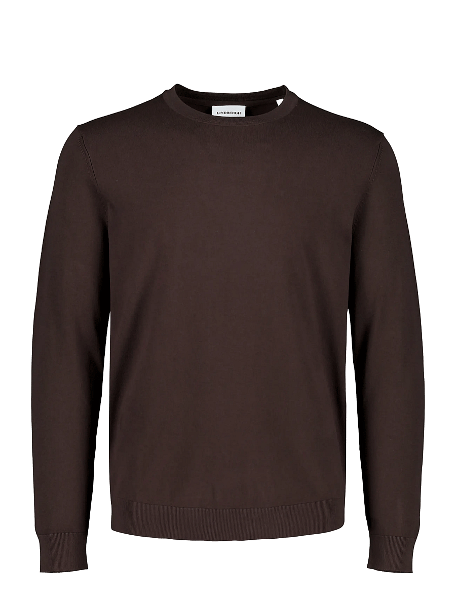 Lindbergh - Soft viscose blend o-neck knit - rund hals - dk brown - 0