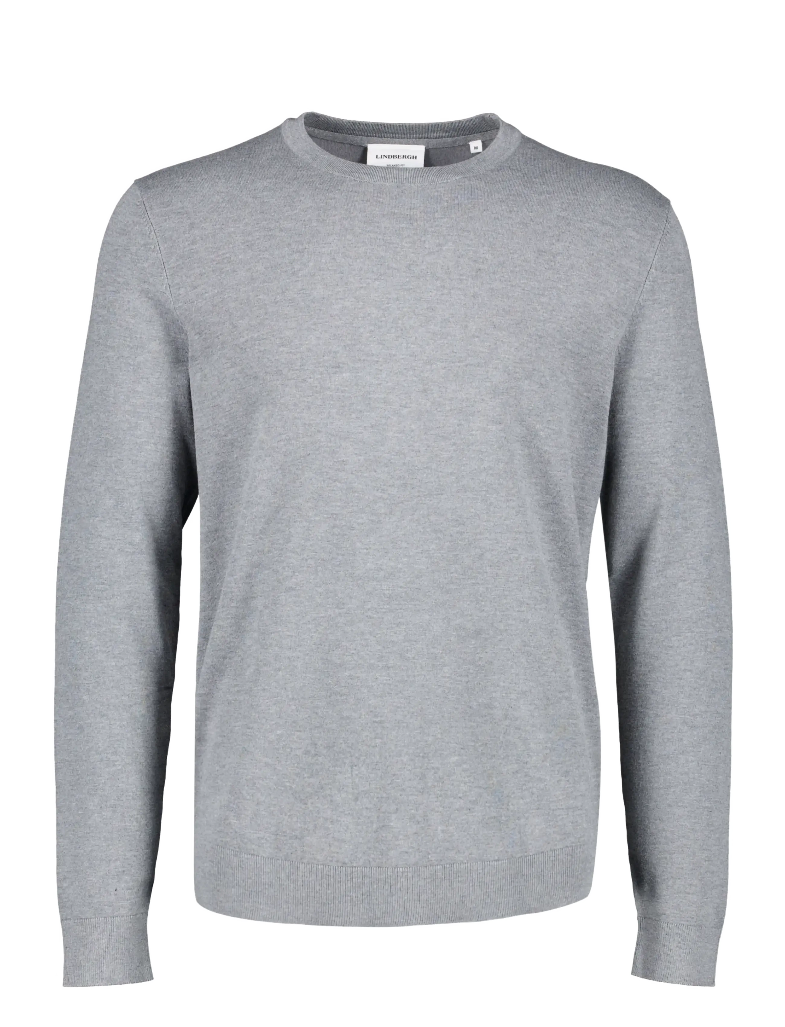Lindbergh Soft viscose blend o-neck knit - Knitwear - GREY MEL / grey