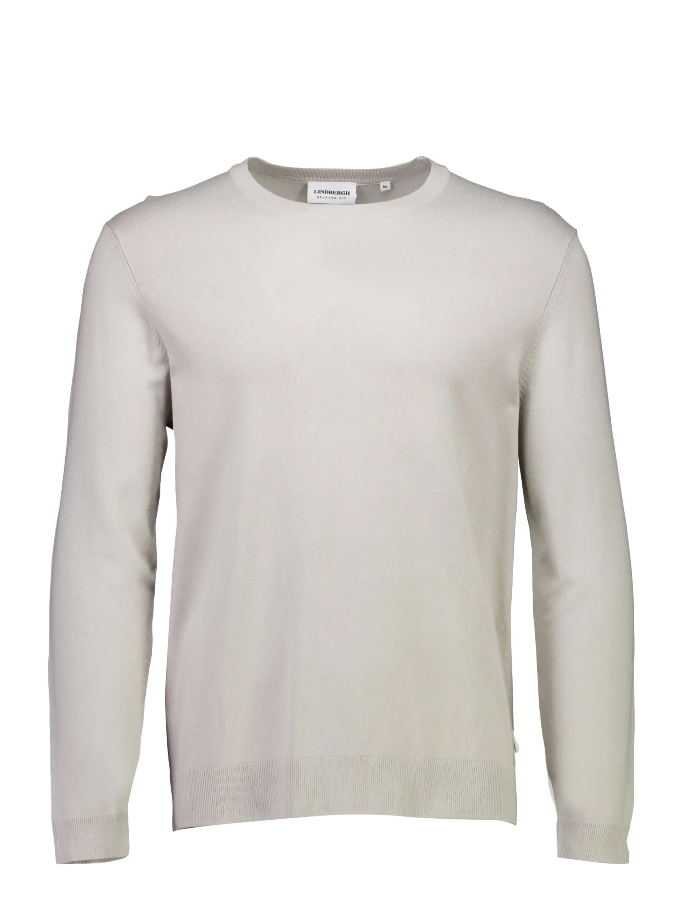 Lindbergh Soft viscose blend o-neck knit - Knitwear - LT STONE / grey