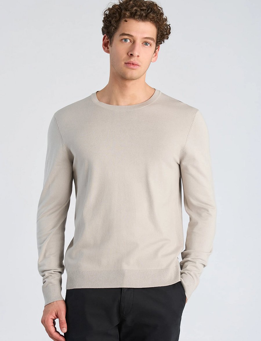 Lindbergh - Soft viscose blend o-neck knit - round necks - lt stone - 3