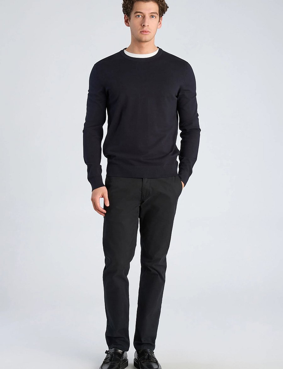 Lindbergh - Soft viscose blend o-neck knit - round necks - navy blue - 0