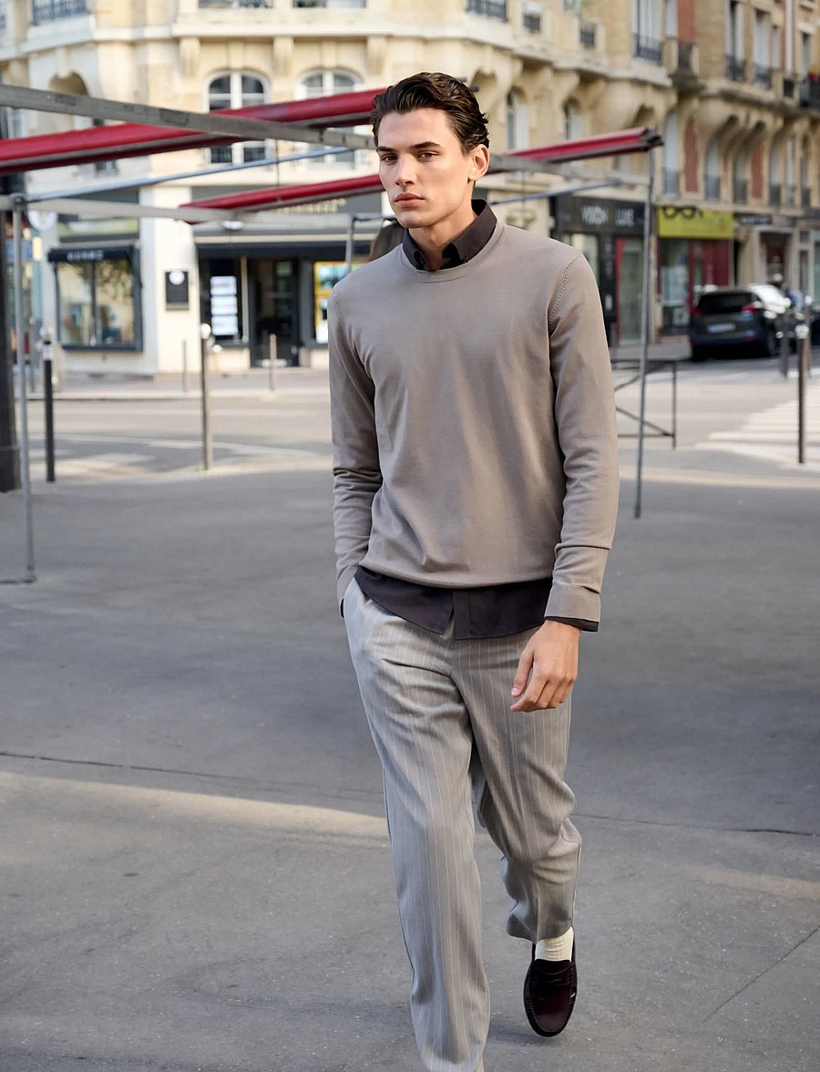 Lindbergh - Soft viscose blend o-neck knit - round necks - stone - 0