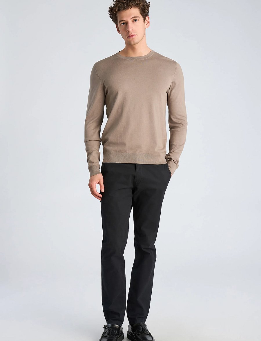 Lindbergh - Soft viscose blend o-neck knit - round necks - stone - 3