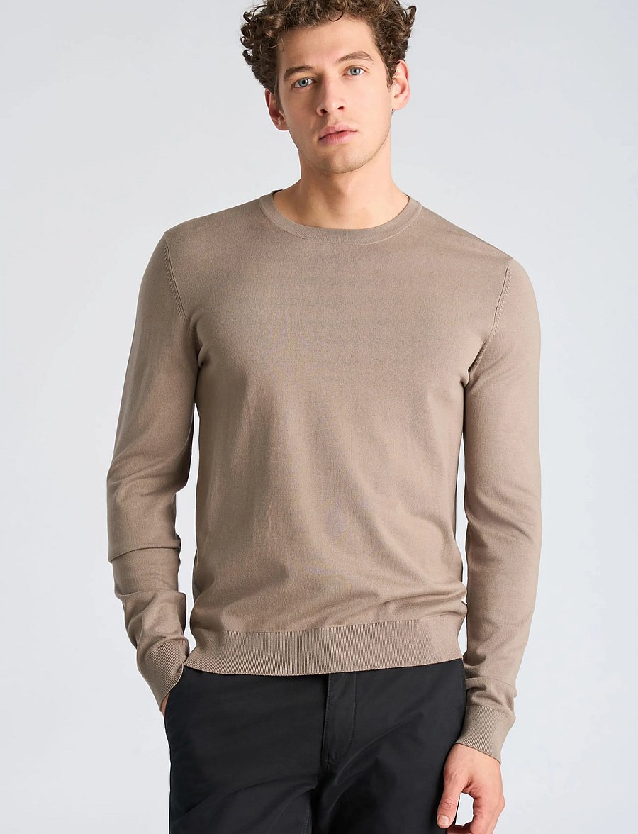 Lindbergh - Soft viscose blend o-neck knit - round necks - stone - 4