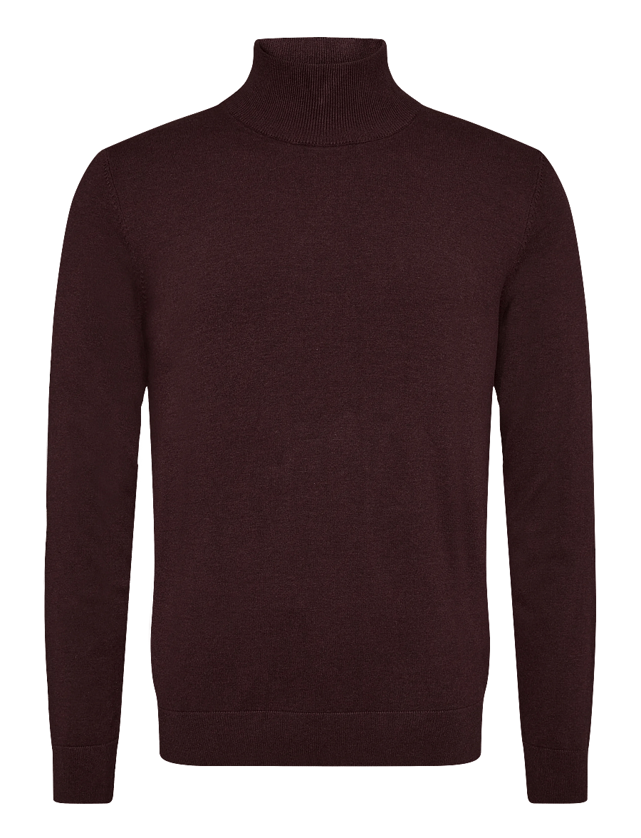 Lindbergh - Soft viscose blend roll-neck sweate - rollkragenpullover - dk cherry mel - 0