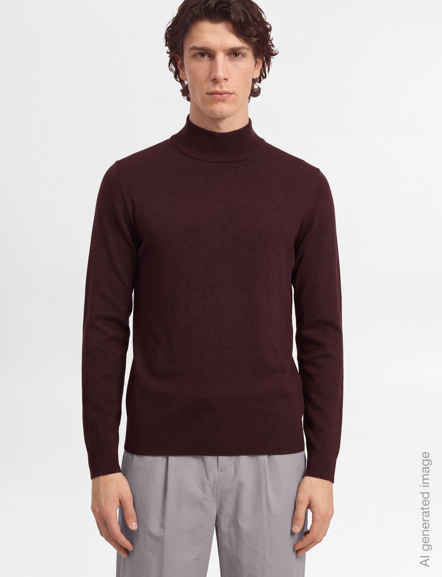 Lindbergh - Soft viscose blend roll-neck sweate - rollkragenpullover - dk cherry mel - 3