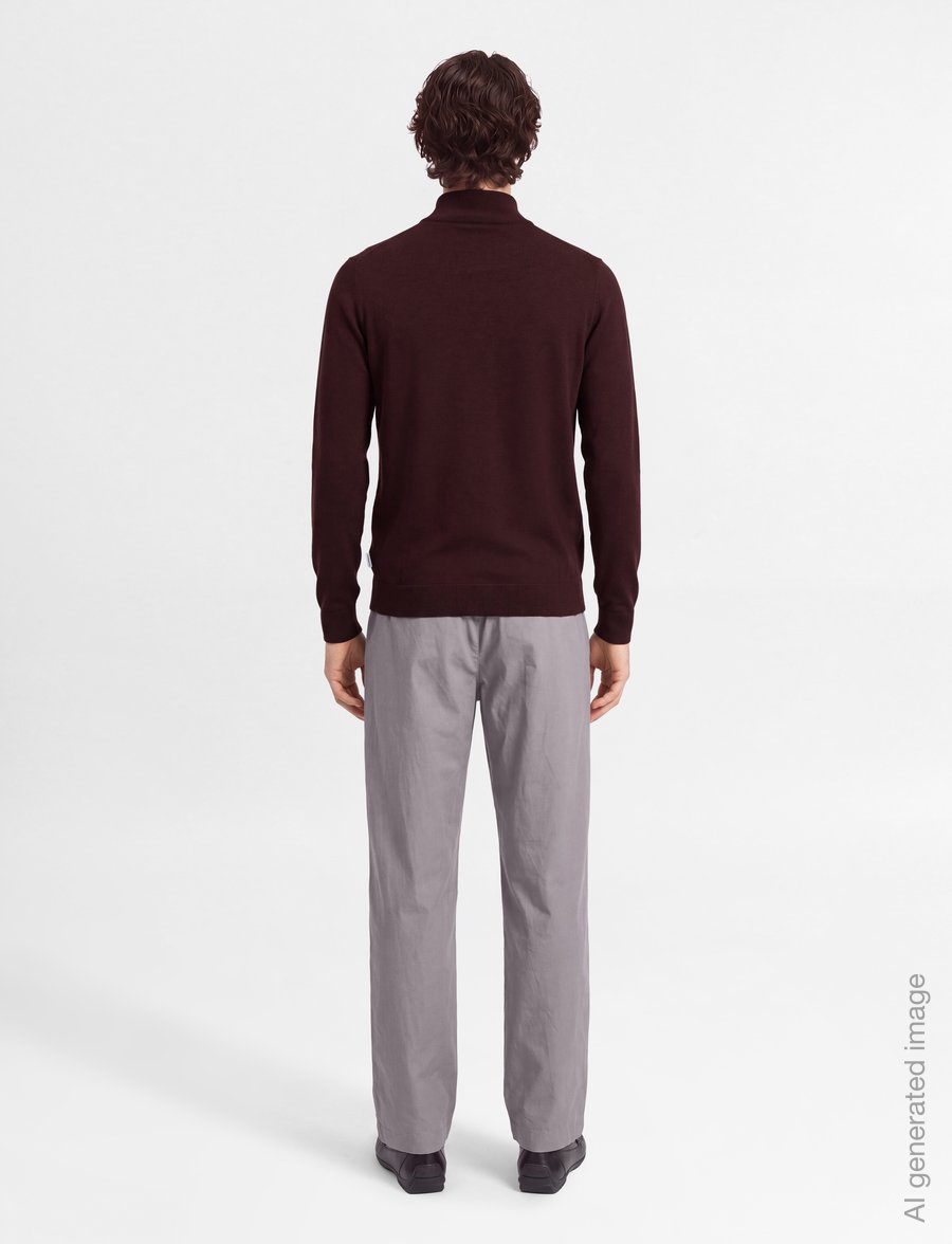 Lindbergh - Soft viscose blend roll-neck sweate - rollkragenpullover - dk cherry mel - 4