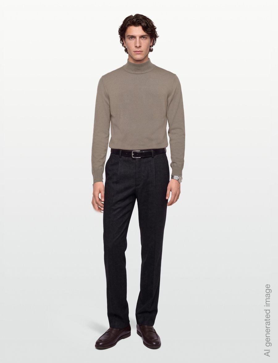 Lindbergh - Soft viscose blend roll-neck sweate - polokrage - stone - 0