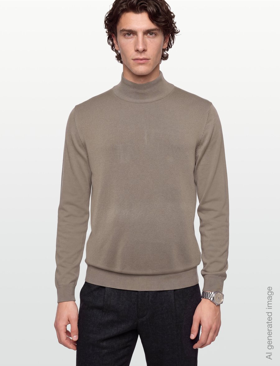 Lindbergh - Soft viscose blend roll-neck sweate - polokrage - stone - 3