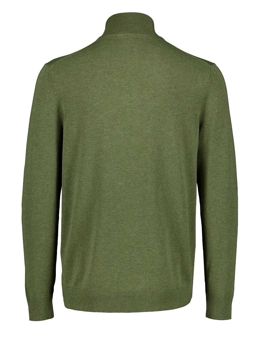 Lindbergh - Soft viscose blend half zip sweater - half zip jumpers - army mel - 1
