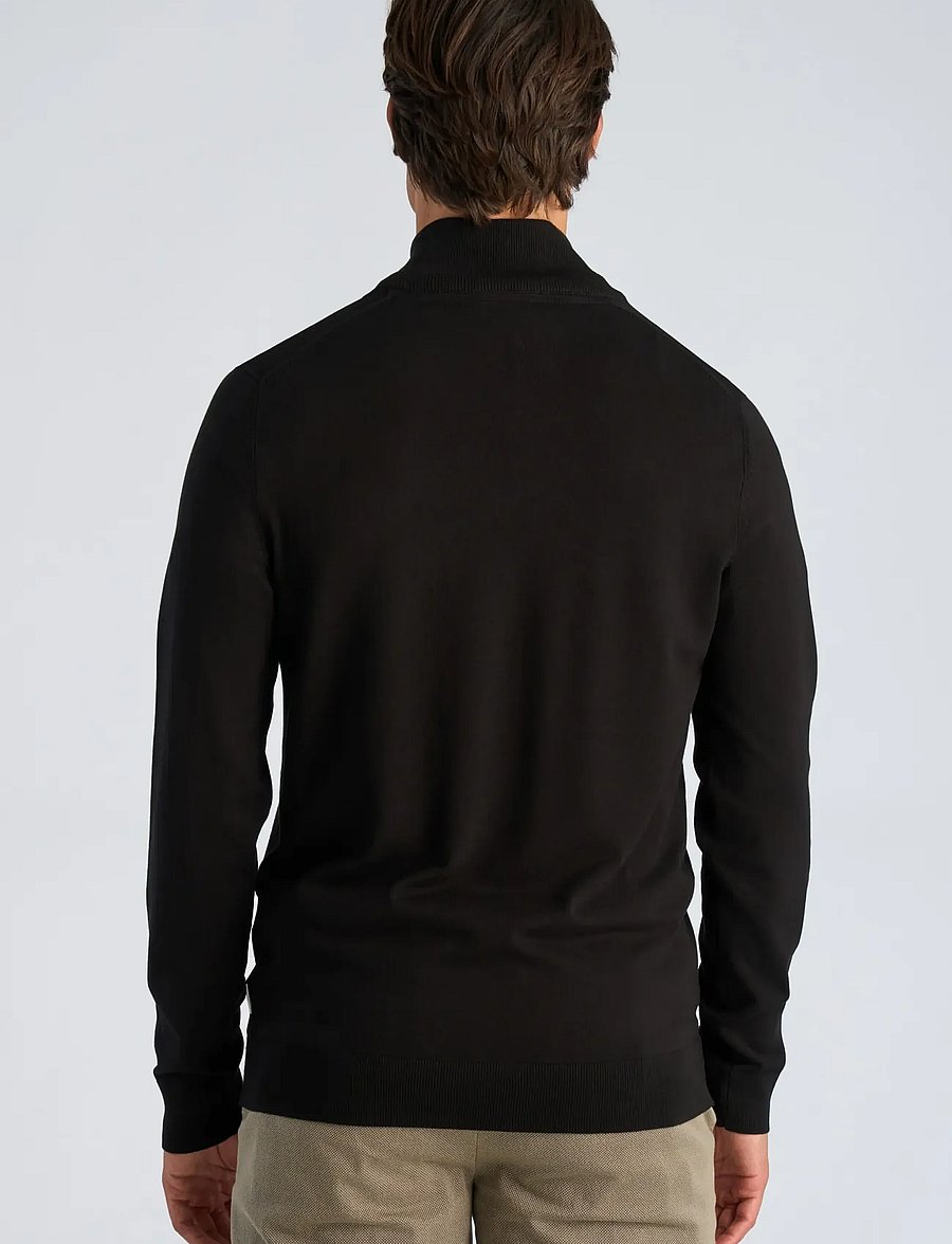 Lindbergh - Soft viscose blend half zip sweater - poolpika lukuga džemprid - black - 4