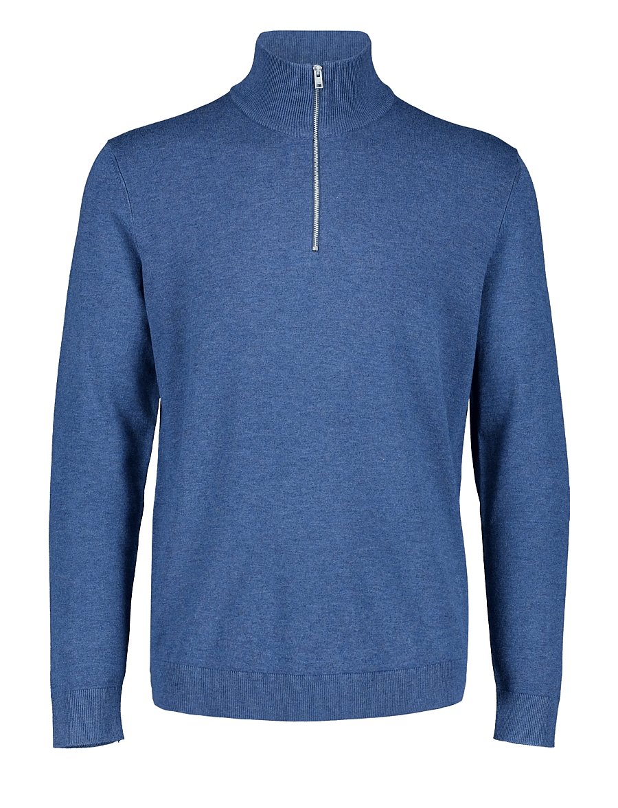 Lindbergh - Soft viscose blend half zip sweater - half zip jumpers - blue mel - 0