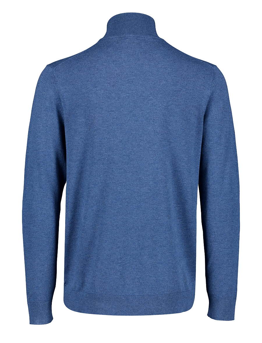 Lindbergh - Soft viscose blend half zip sweater - half zip jumpers - blue mel - 1