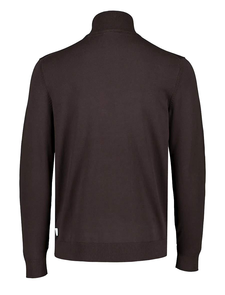 Lindbergh - Soft viscose blend half zip sweater - halfzip strik - dk brown - 1