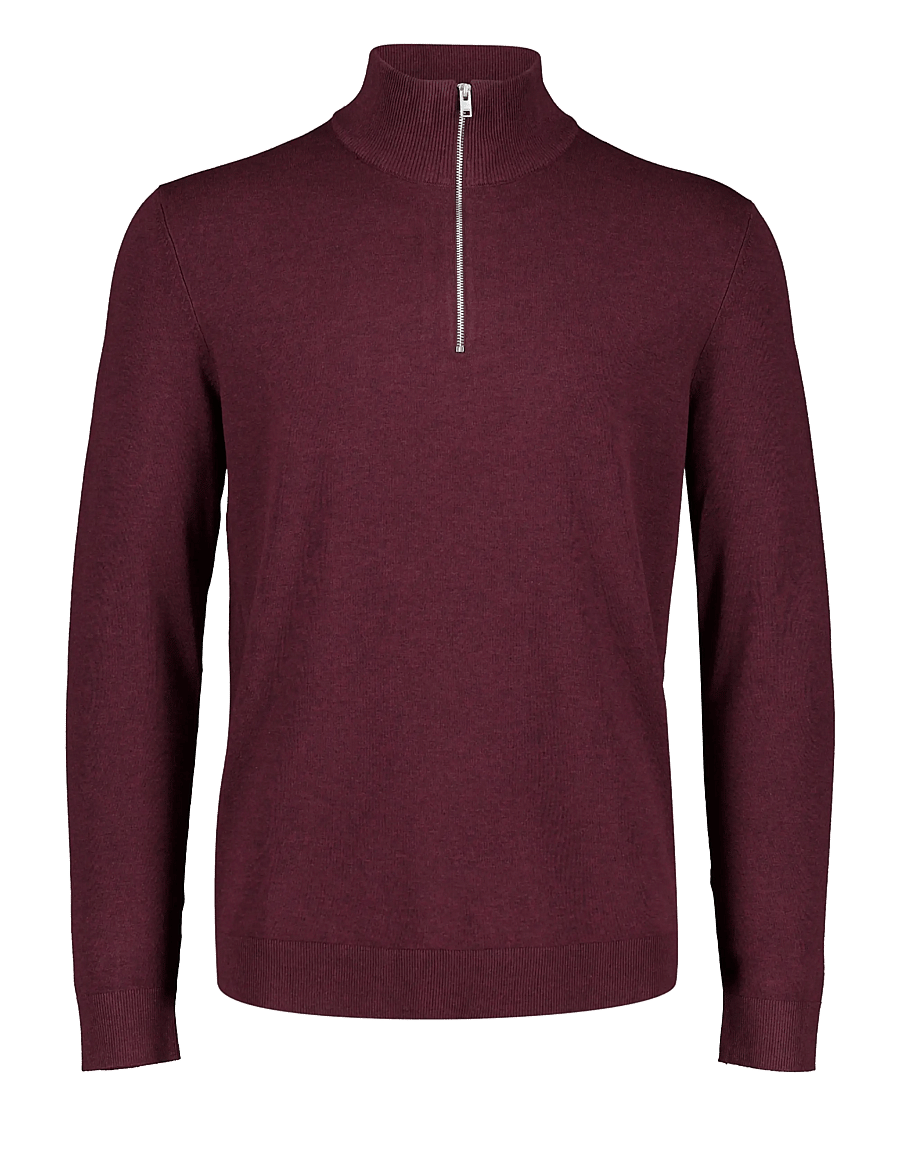 Lindbergh - Soft viscose blend half zip sweater - half zip jumpers - dk cherry mel - 0