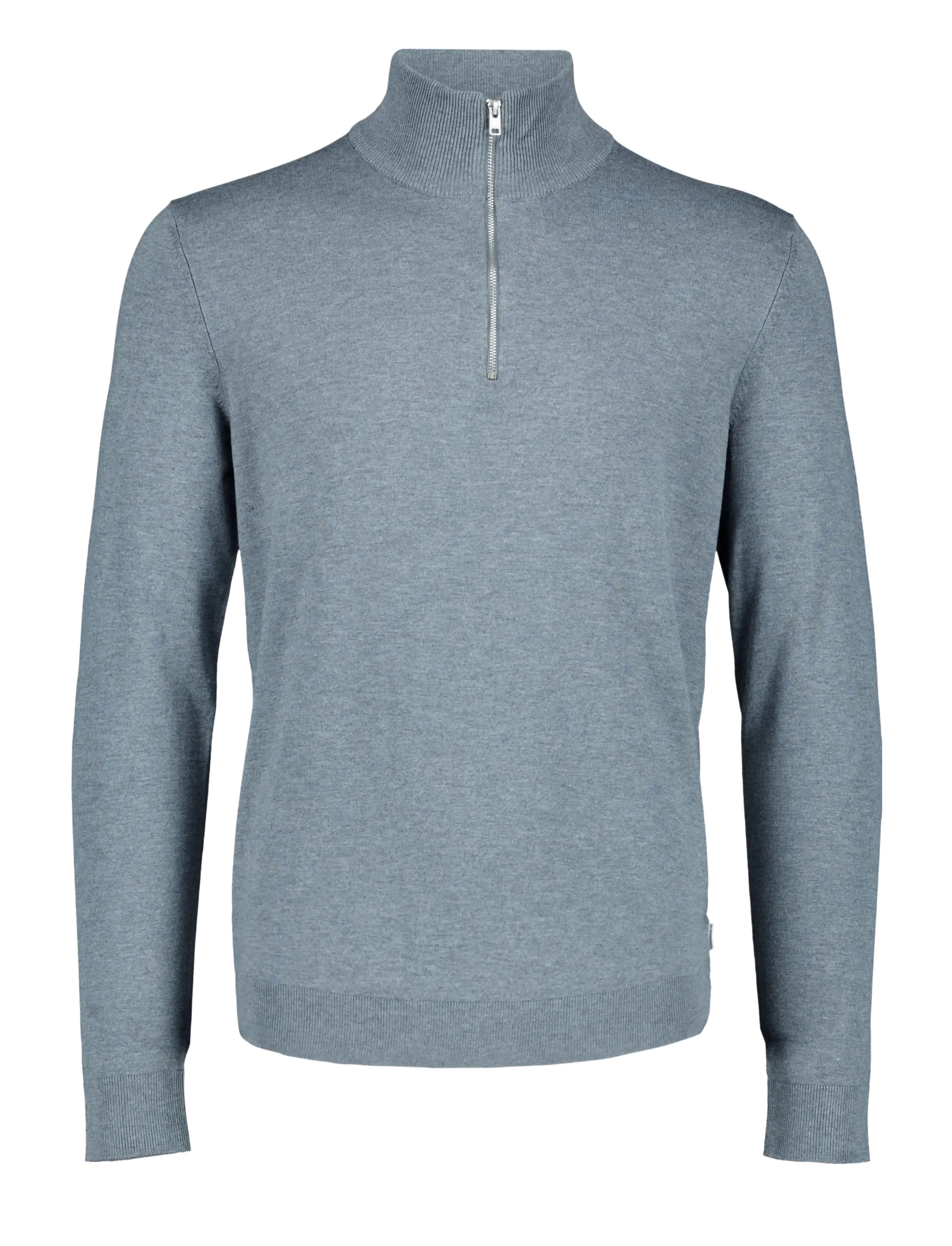 Lindbergh Soft viscose blend half zip sweater - Knitwear - GREY MEL / grey