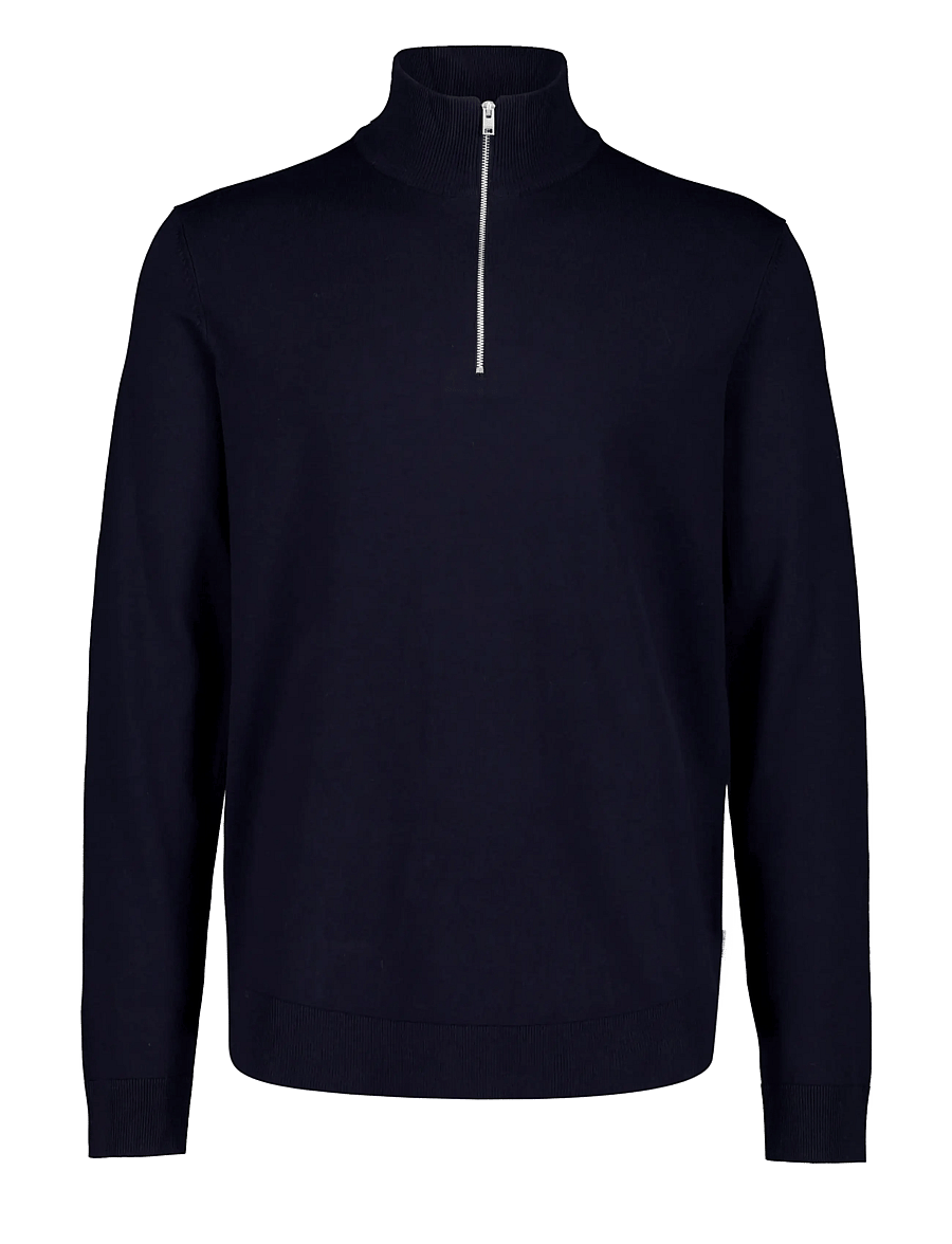 Lindbergh - Soft viscose blend half zip sweater - half zip jumpers - navy blue - 0