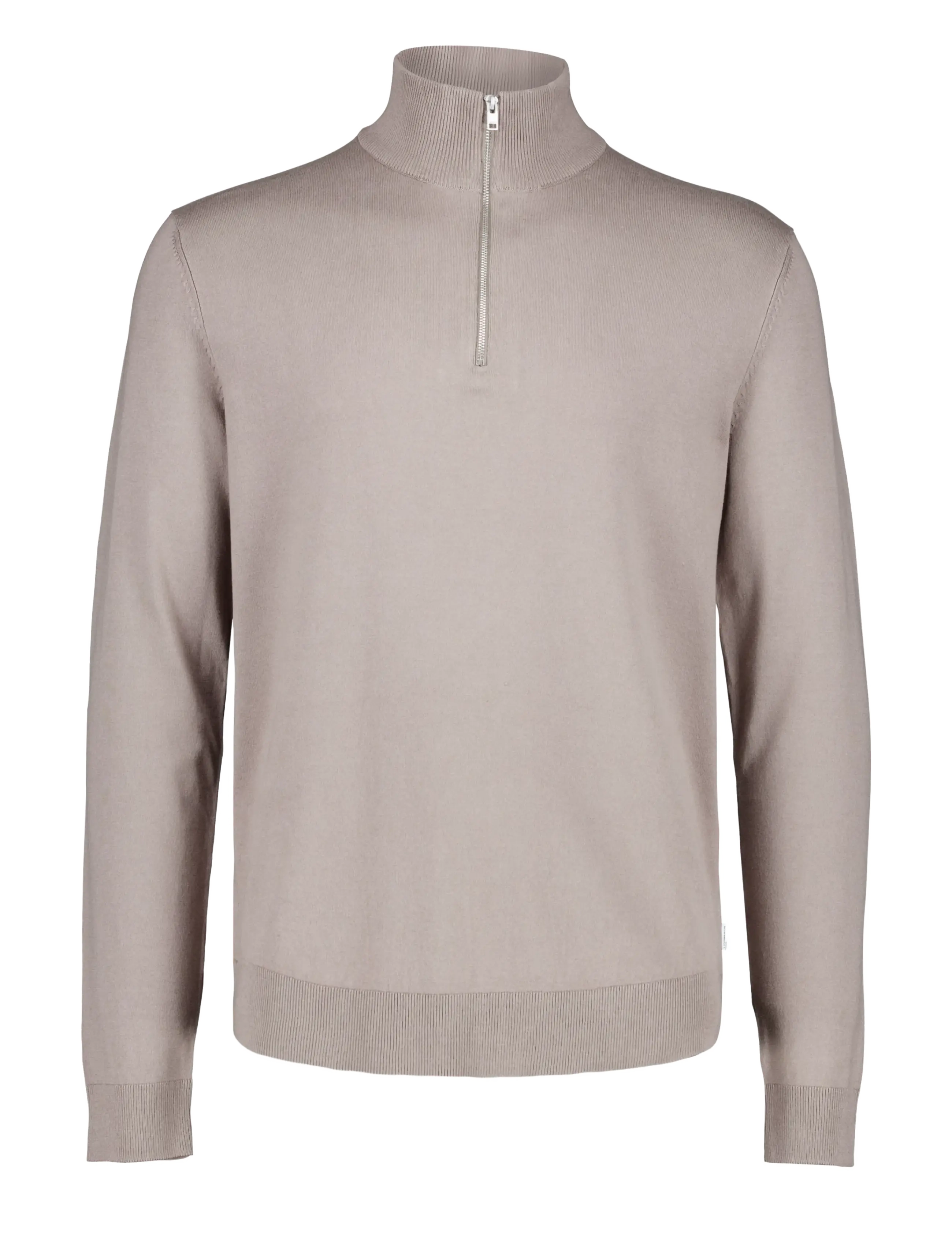 Lindbergh Soft viscose blend half zip sweater - Knitwear - STONE / beige