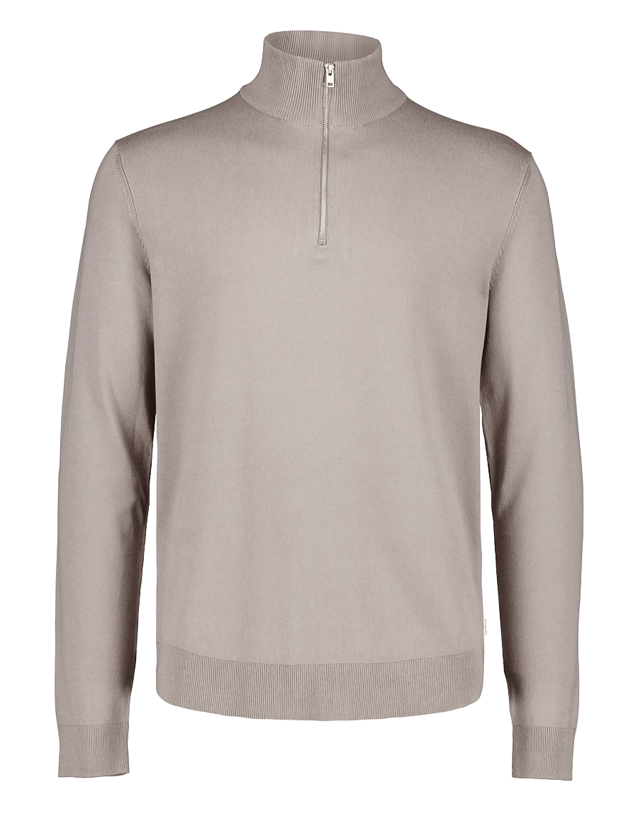 Lindbergh - Soft viscose blend half zip sweater - half zip jumpers - stone - 0