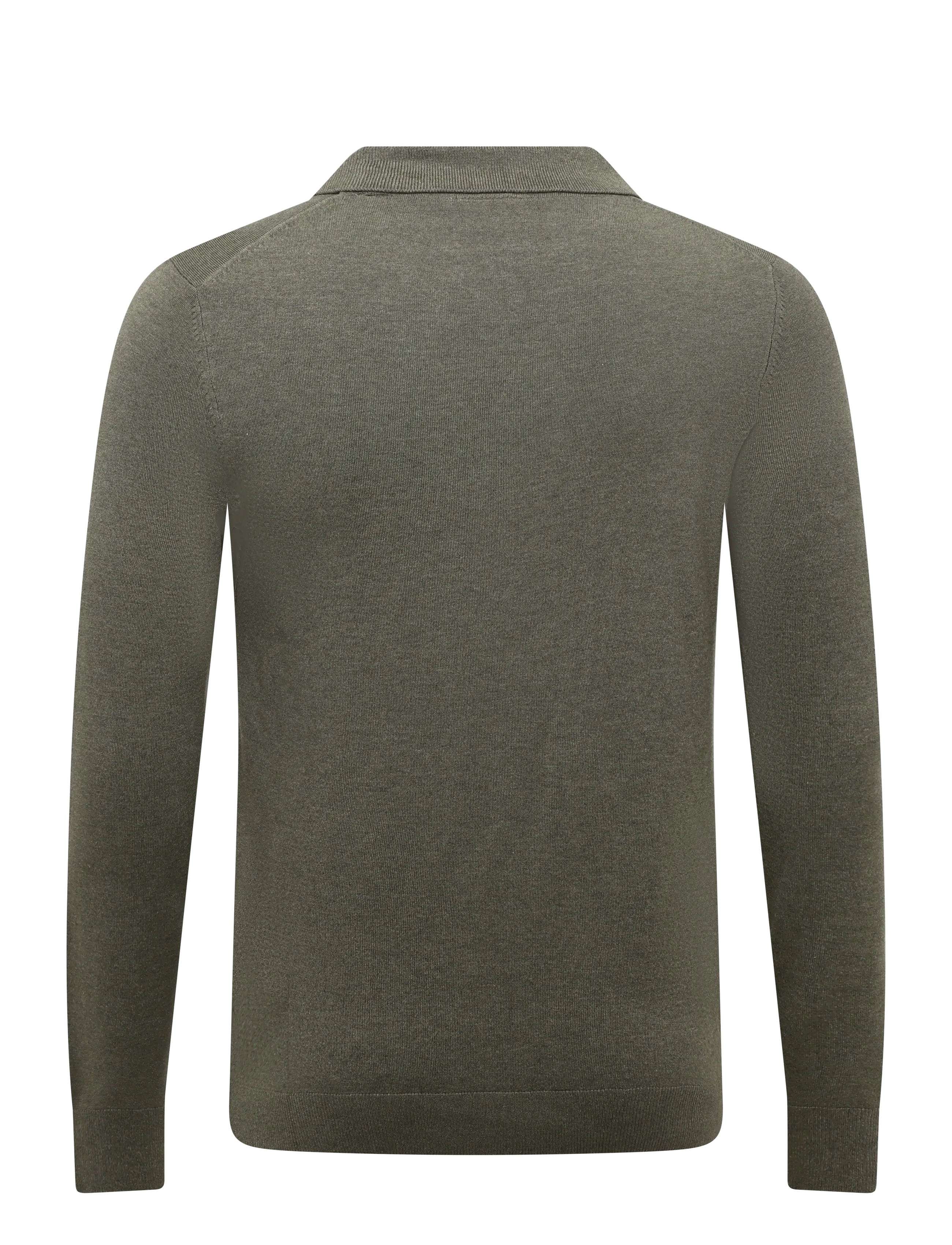 Lindbergh - Soft viscose blend v-neck polo - long-sleeved knitted polos - army mel - 1