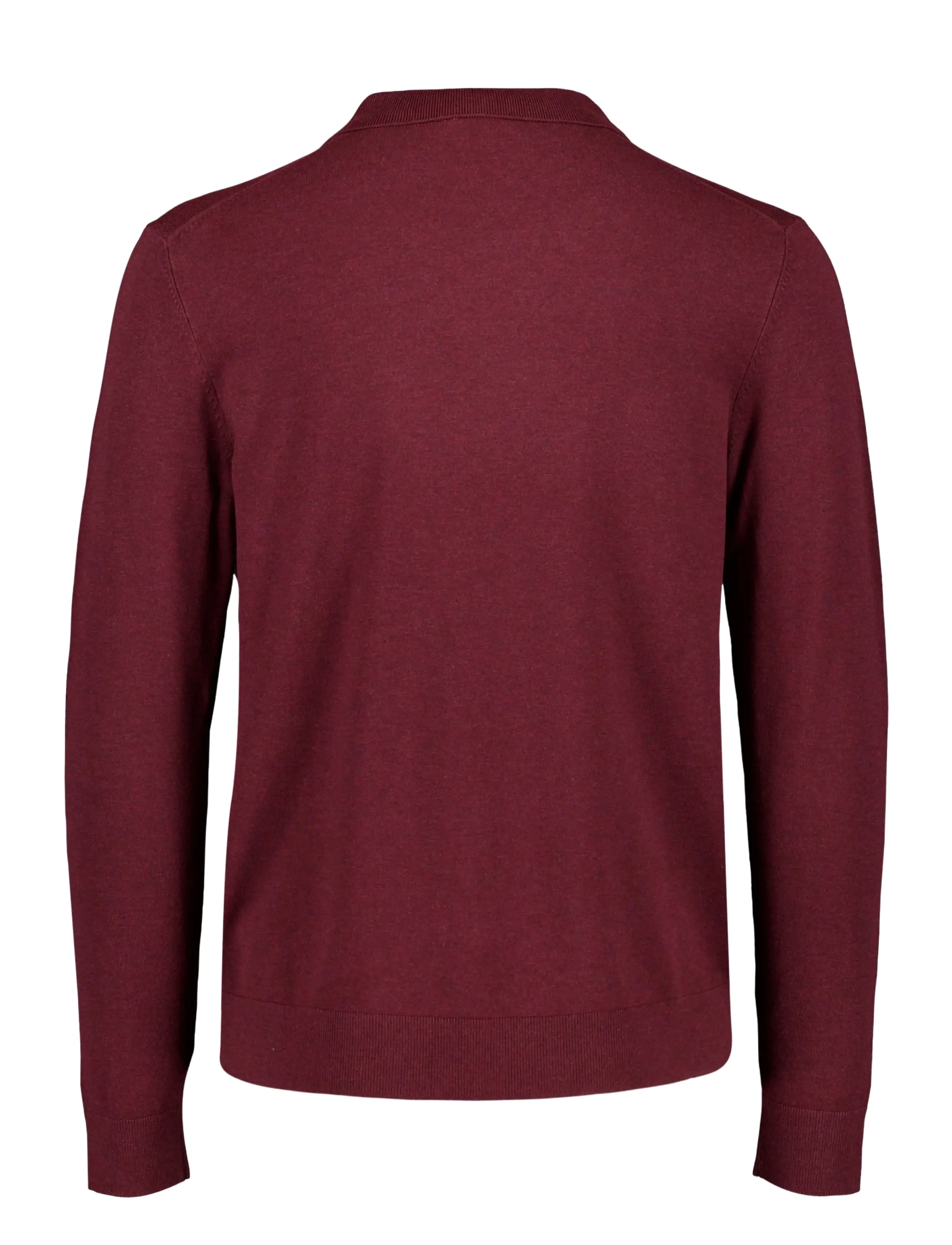 Lindbergh - Soft viscose blend v-neck polo - dk cherry mel - 1