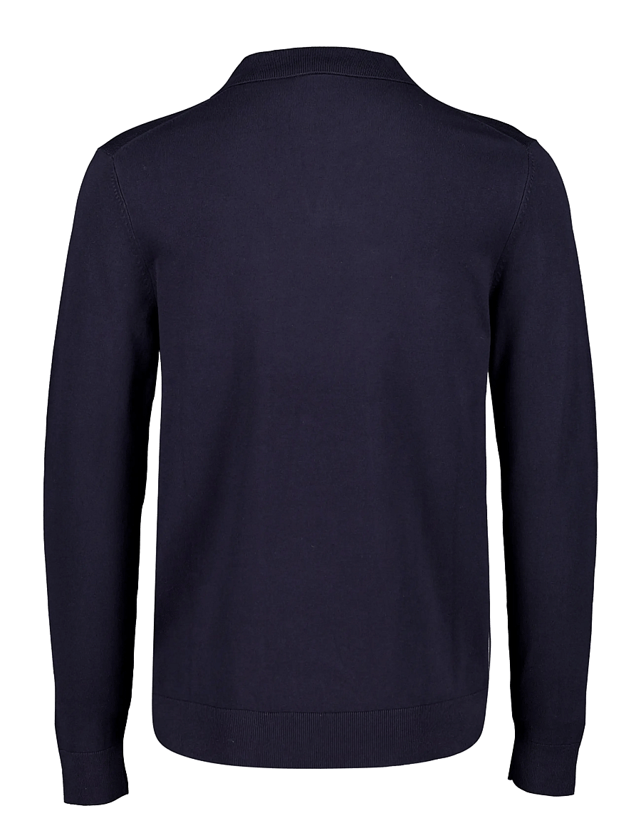 Lindbergh - Soft viscose blend v-neck polo - poloer i strik med lange ærmer - navy blue - 1
