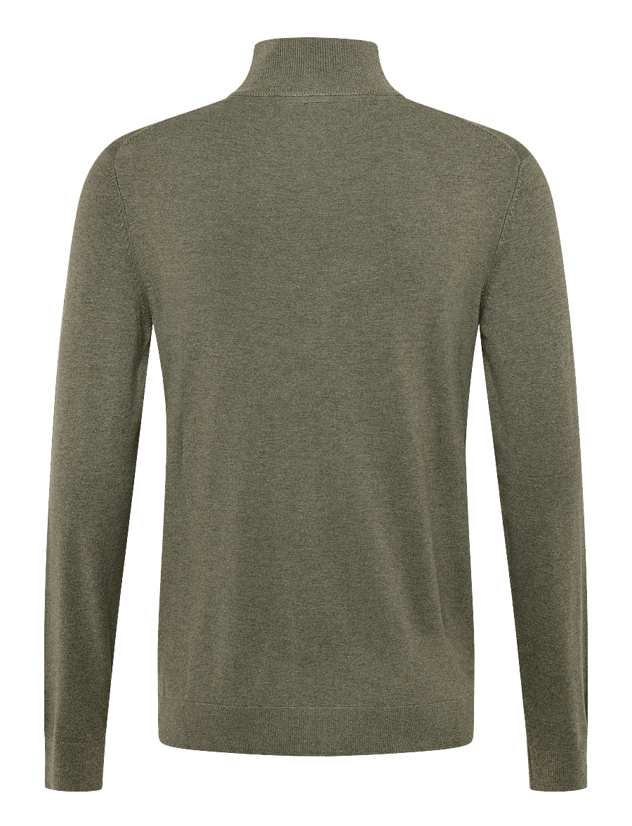 Lindbergh - Soft viscose blend zip through card - pullover mit durchgehendem reißverschluss - army mel - 1