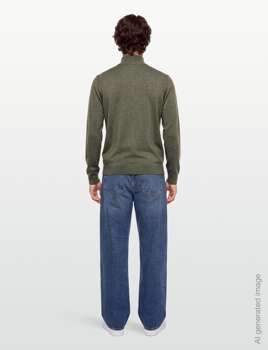 Lindbergh - Soft viscose blend zip through card - pullover mit durchgehendem reißverschluss - army mel - 4