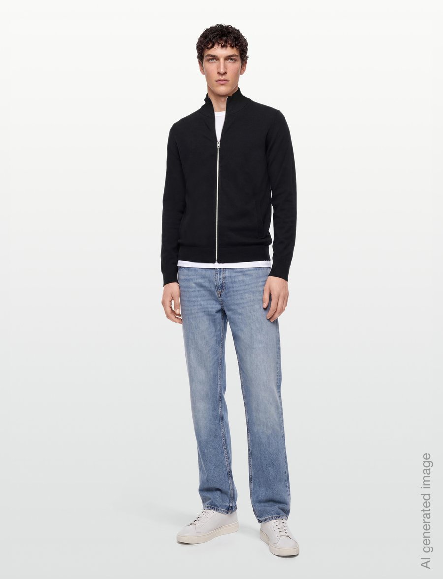 Lindbergh - Soft viscose blend zip through card - full zip tröjor - black - 0