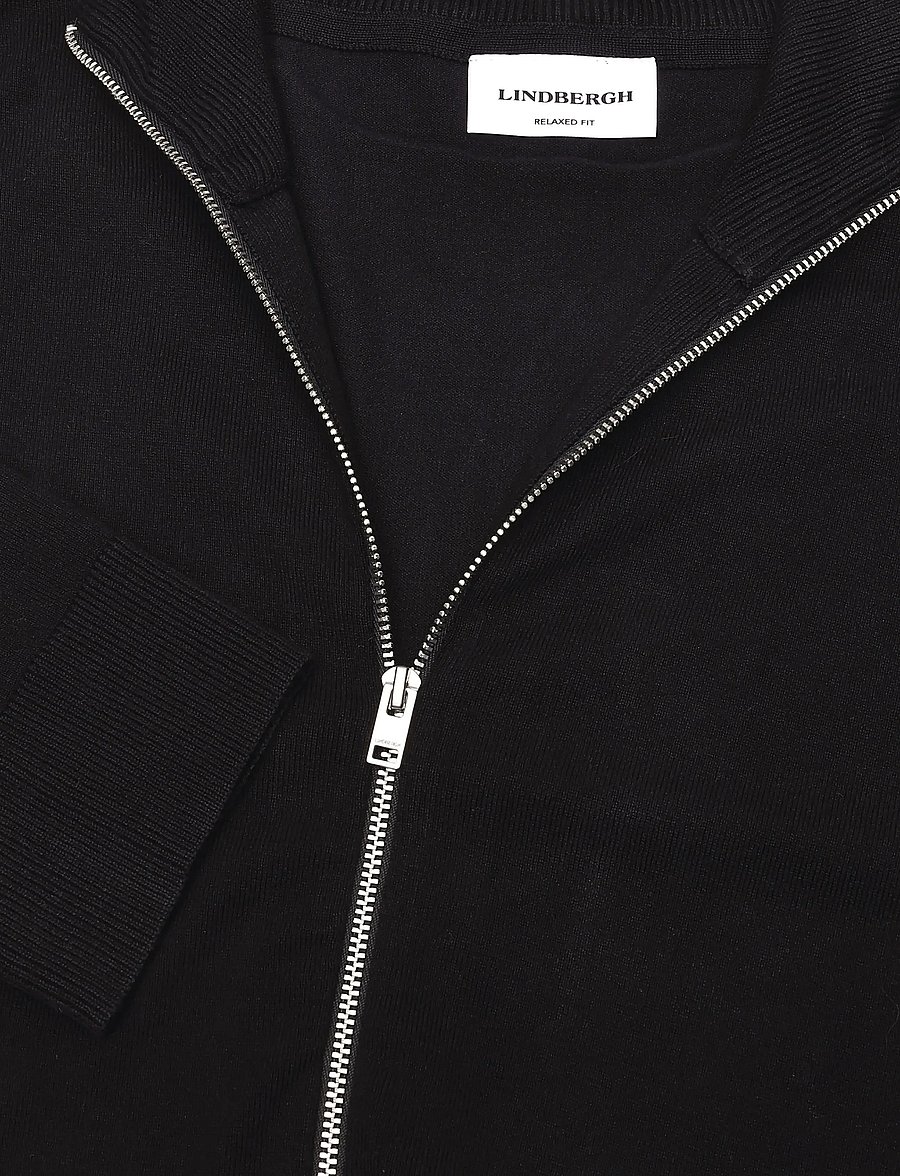Lindbergh - Soft viscose blend zip through card - lukuga džemprid - black - 2