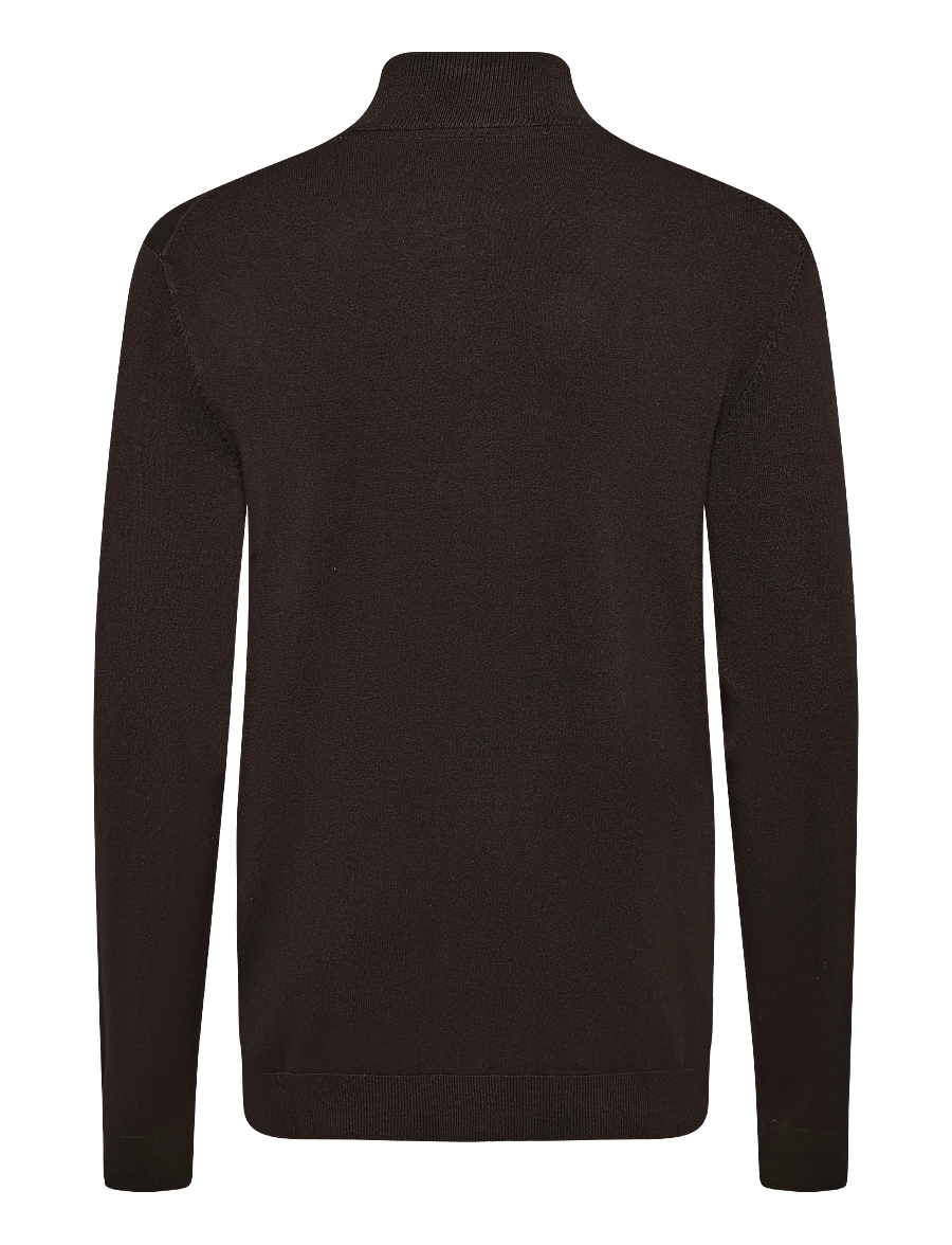 Lindbergh - Soft viscose blend zip through card - pullover mit durchgehendem reißverschluss - dk brown - 1