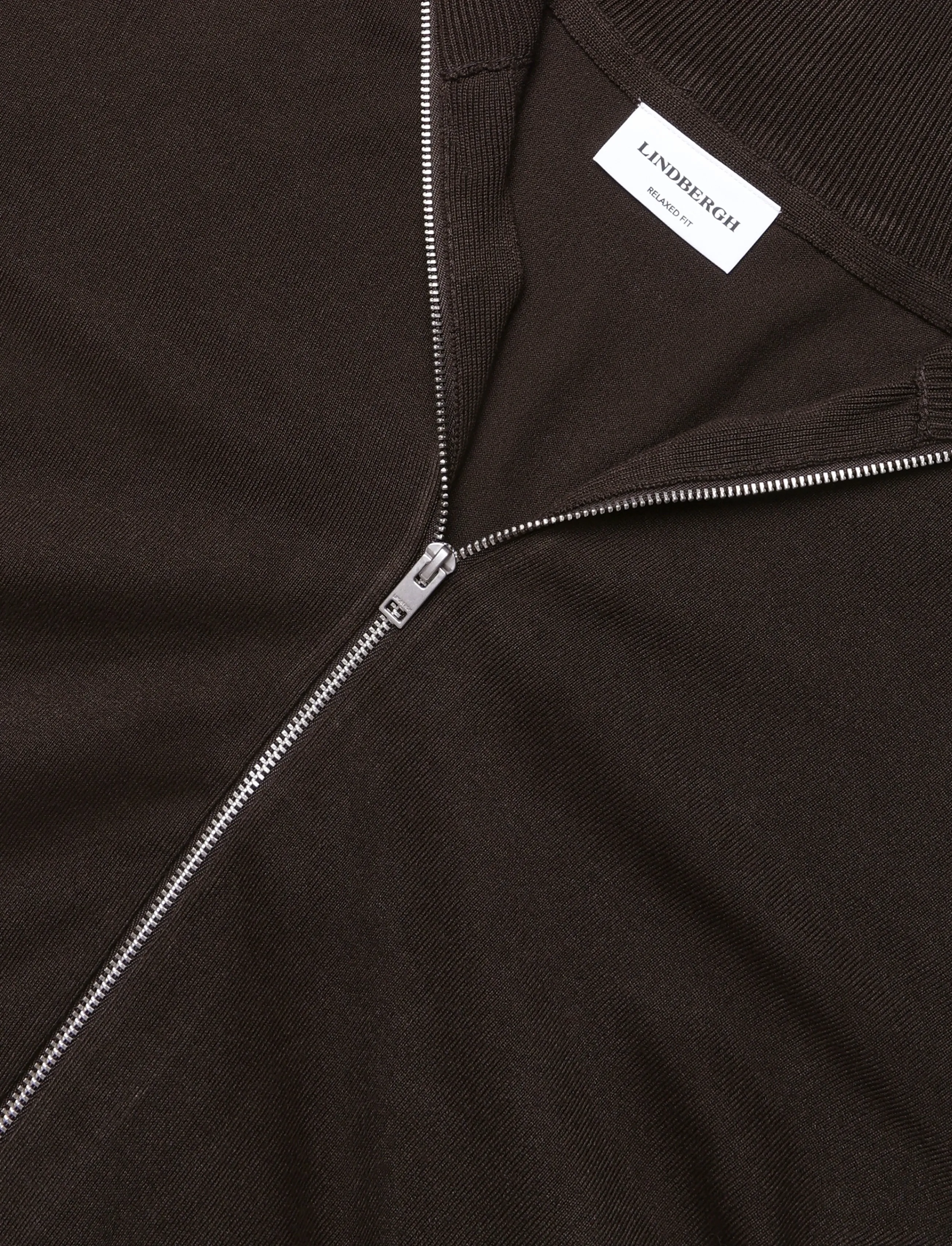 Lindbergh - Soft viscose blend zip through card - pullover mit durchgehendem reißverschluss - dk brown - 2