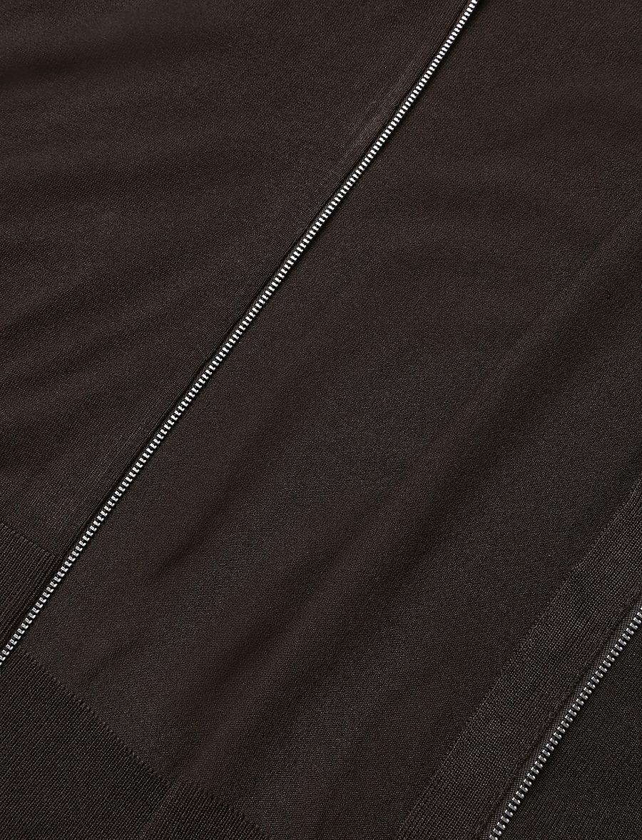 Lindbergh - Soft viscose blend zip through card - pullover mit durchgehendem reißverschluss - dk brown - 4