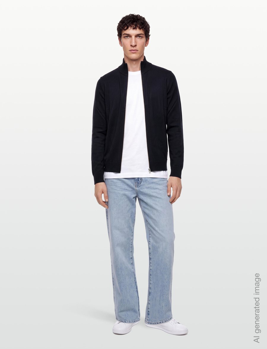 Lindbergh - Soft viscose blend zip through card - pullover mit durchgehendem reißverschluss - navy blue - 0
