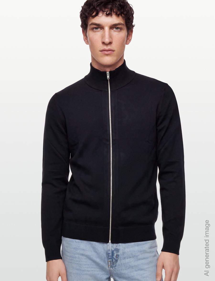 Lindbergh - Soft viscose blend zip through card - pullover mit durchgehendem reißverschluss - navy blue - 2
