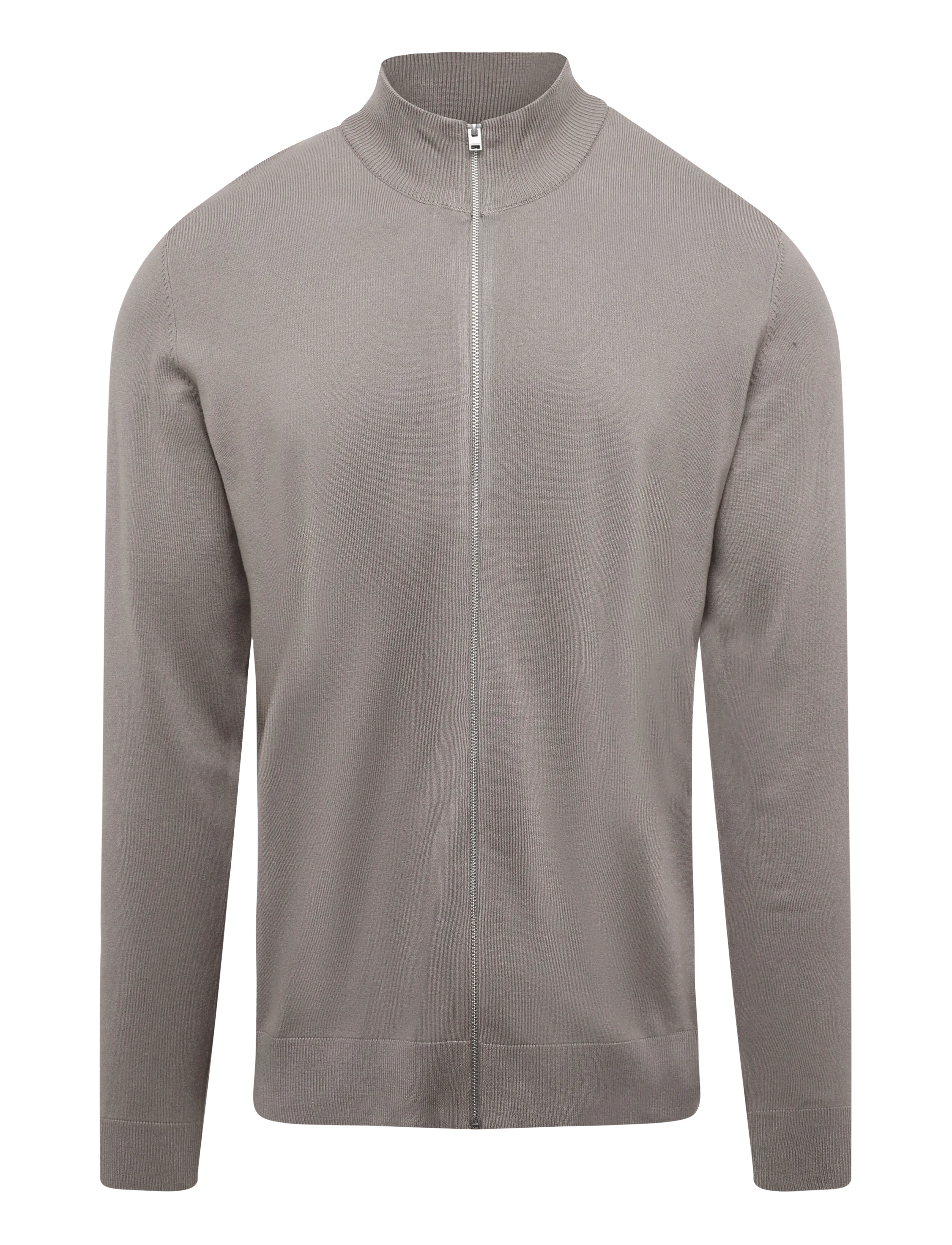 Lindbergh Soft viscose blend zip through card - Pullover mit durchgehendem Reißverschluss - STONE / grey