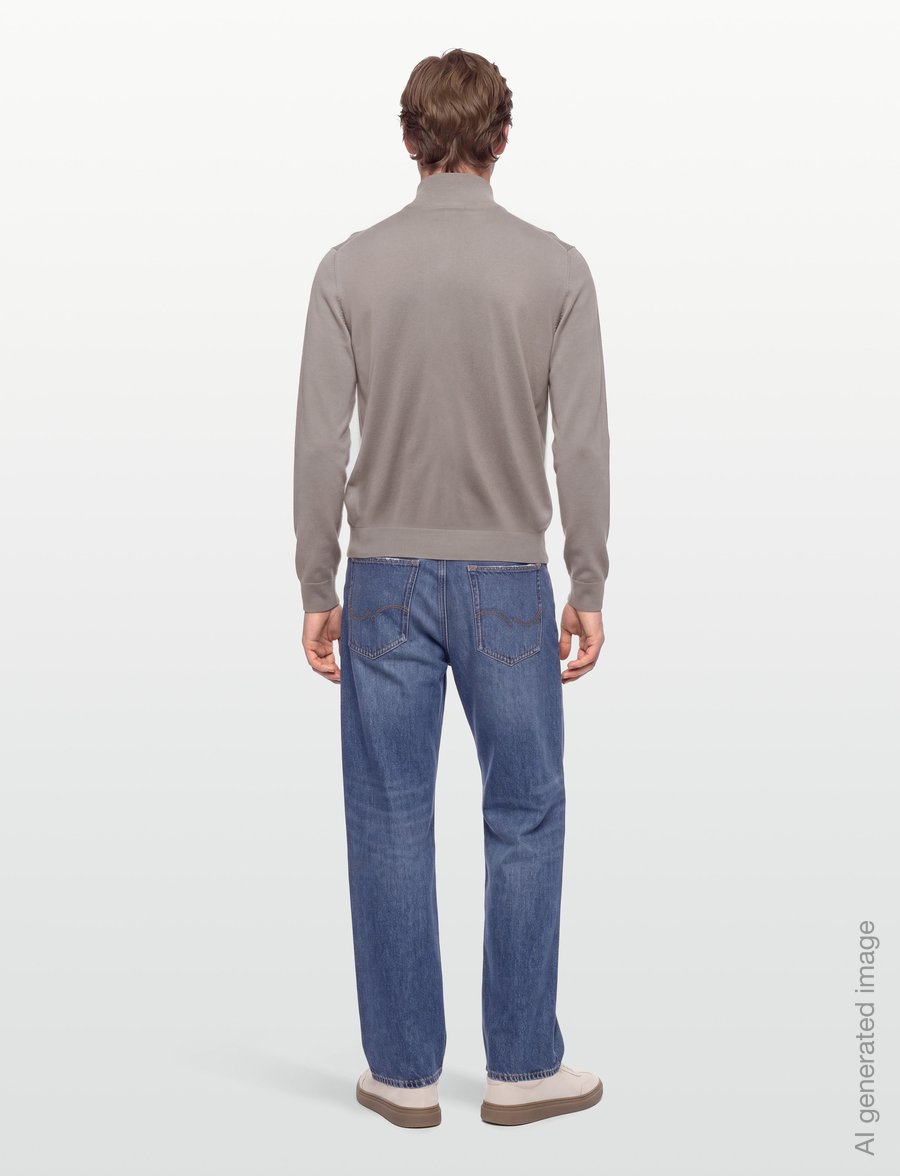 Lindbergh - Soft viscose blend zip through card - pullover mit durchgehendem reißverschluss - stone - 4