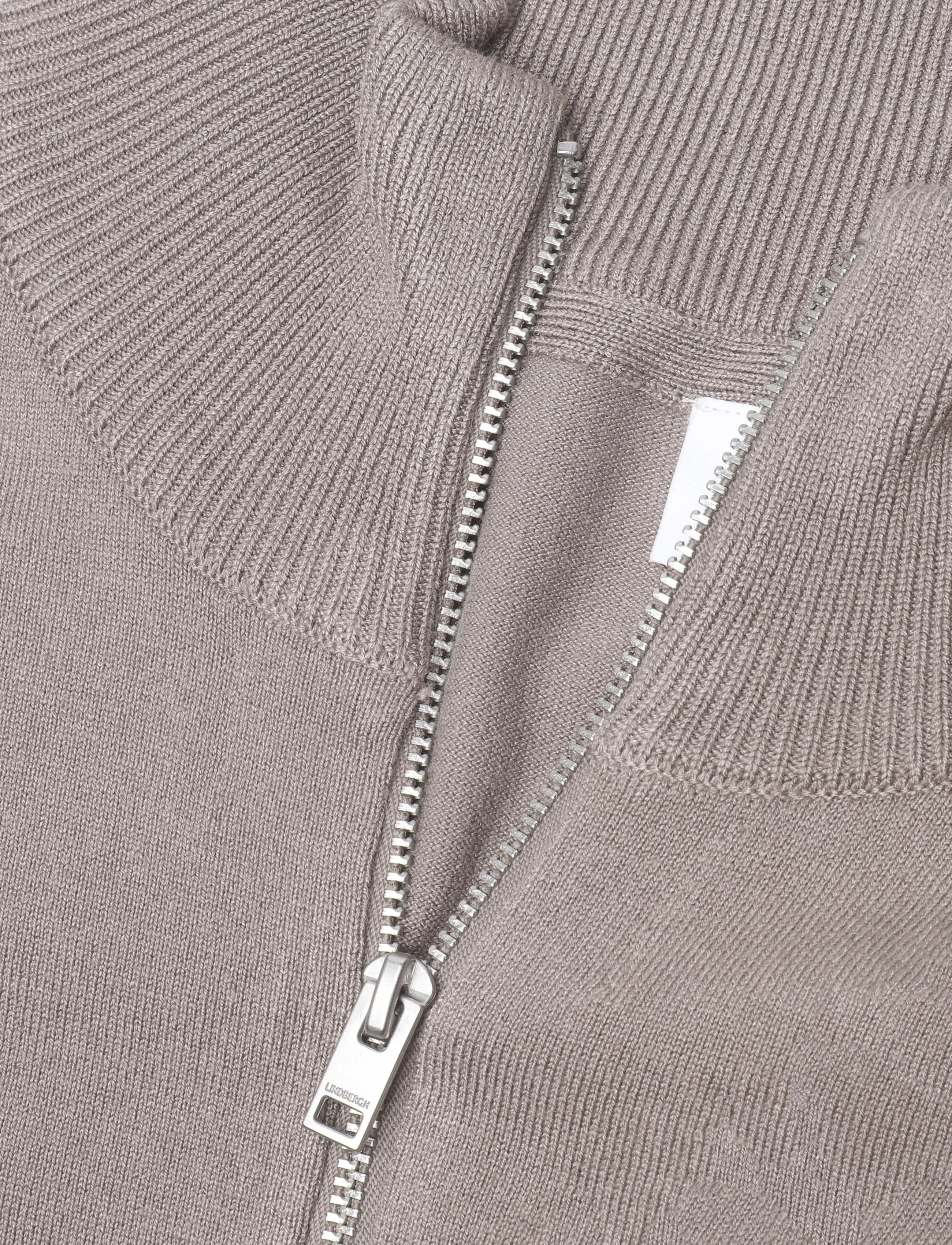 Lindbergh - Soft viscose blend zip through card - pullover mit durchgehendem reißverschluss - stone - 2