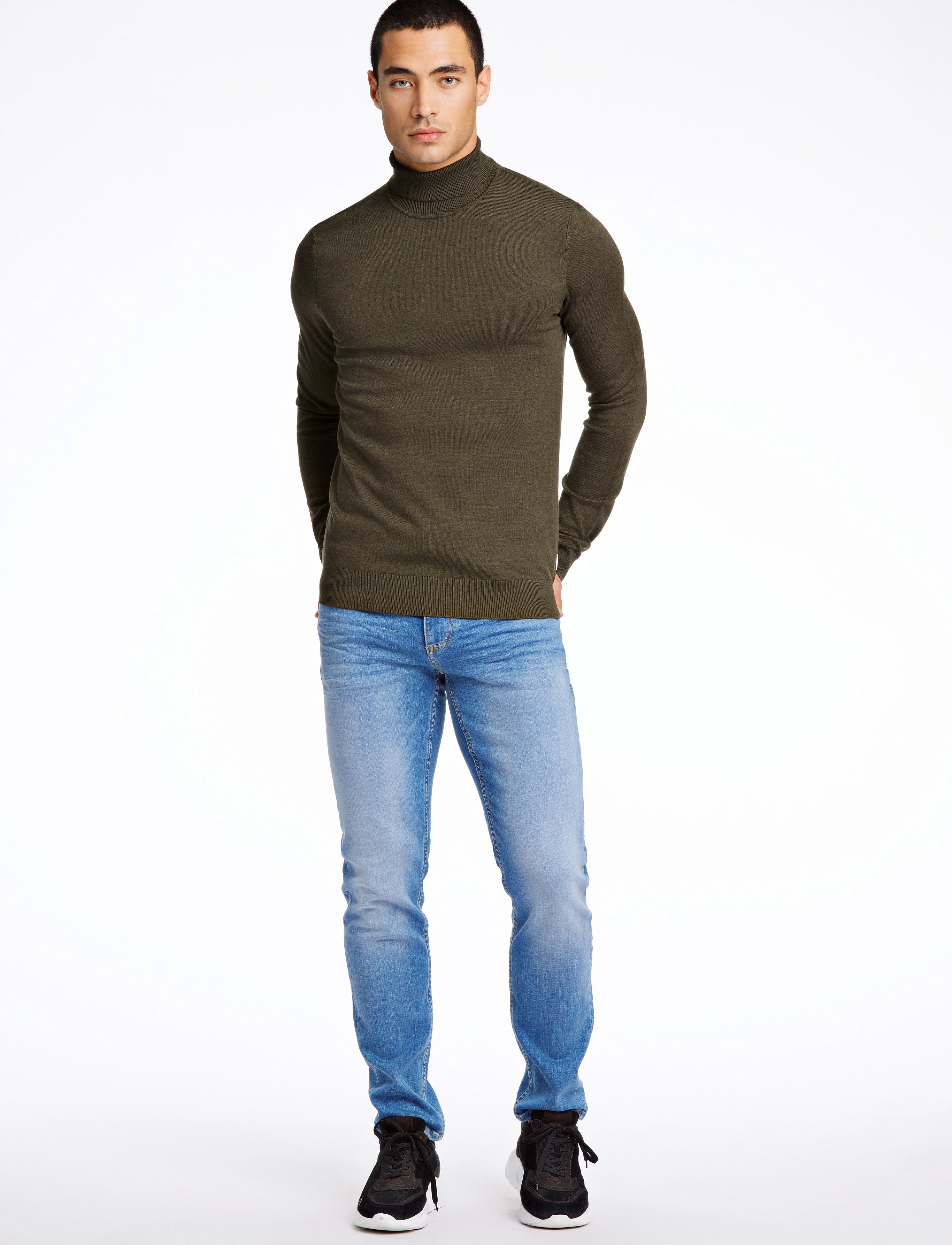 Lindbergh - Mélange roll neck knit - turtlenecks - army mel - 4