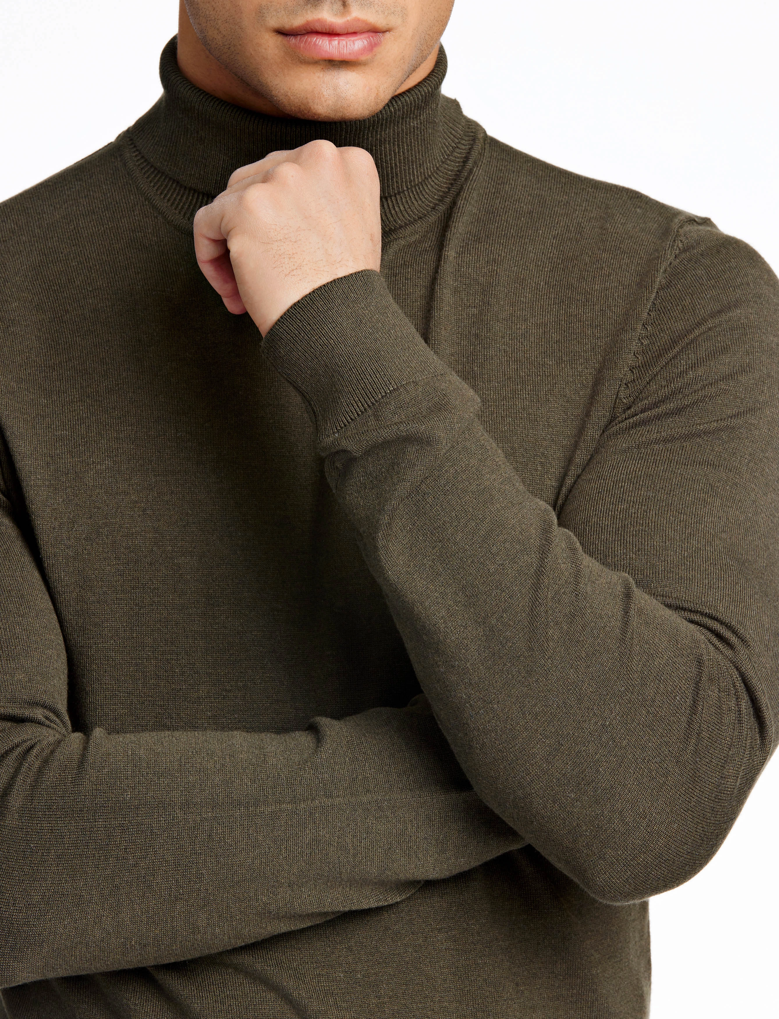Lindbergh - Mélange roll neck knit - turtlenecks - army mel - 5