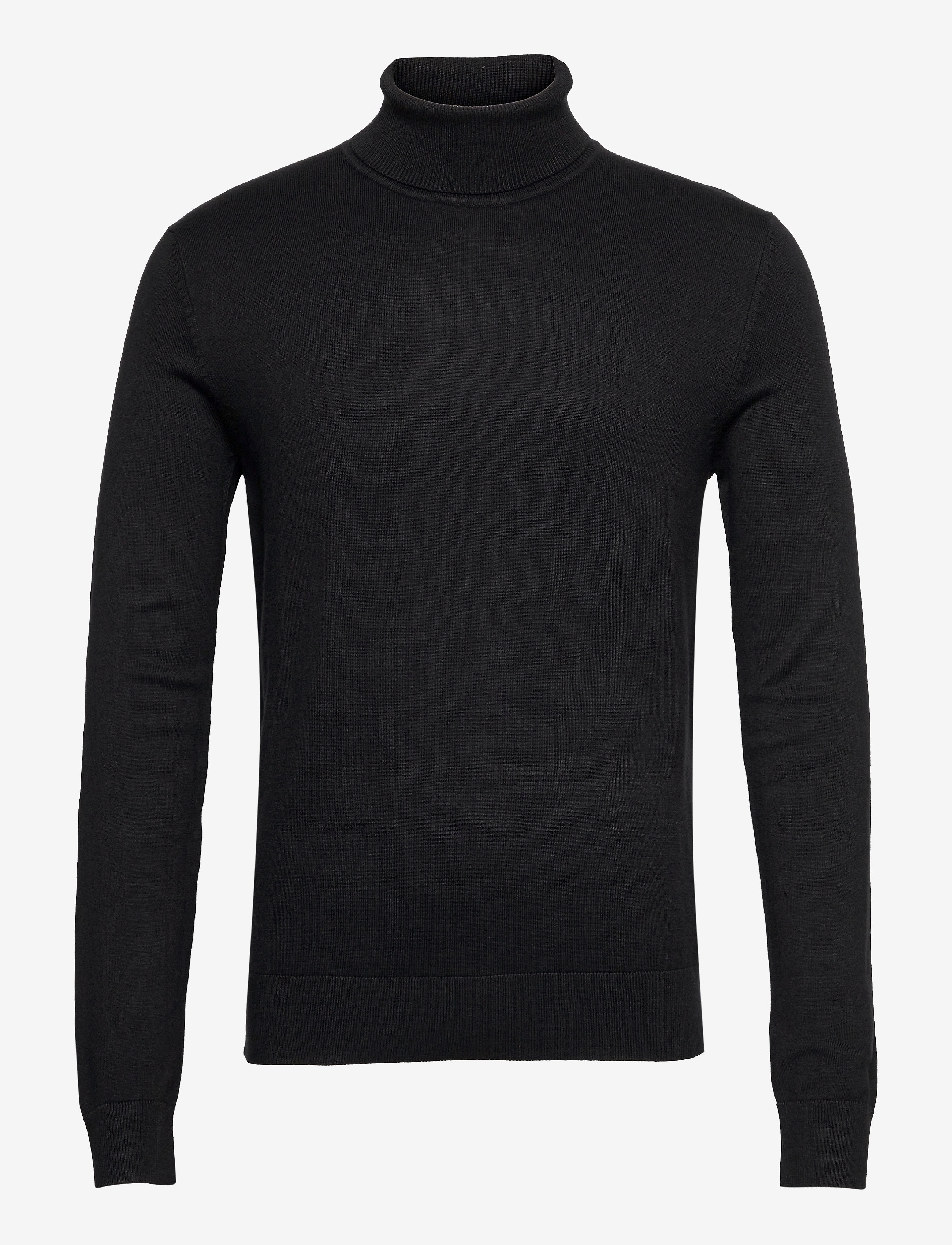 Mélange roll neck knit - BLACK