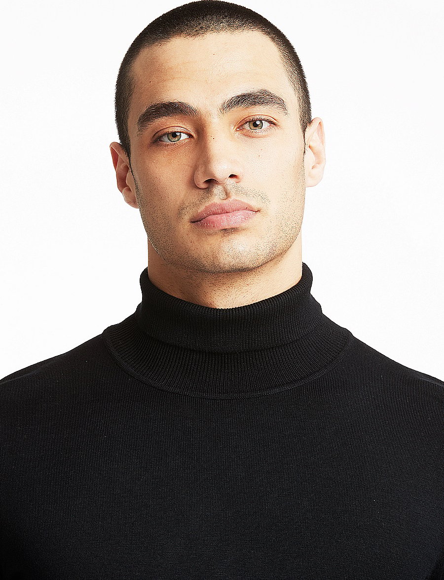 Lindbergh - Mélange roll neck knit - rúllukragapeysur - black - 5