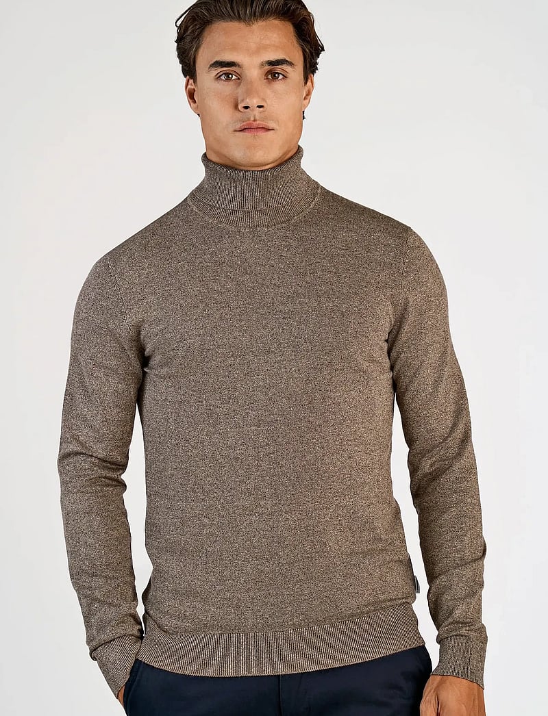 Lindbergh - Mélange roll neck knit - rollkragen - brown blend - 0