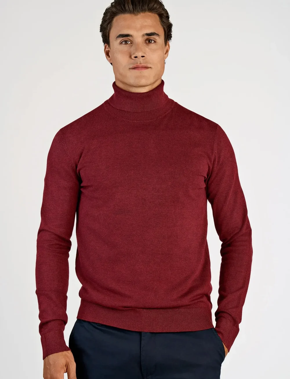 Lindbergh - Ecovero L/S roll neck knit - truien met col haag - cherry mel - 0