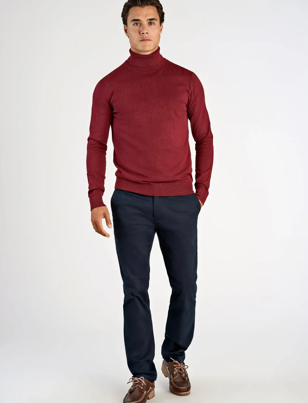 Lindbergh - Ecovero L/S roll neck knit - truien met col haag - cherry mel - 3