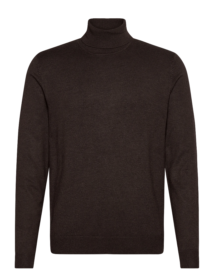 Lindbergh - Ecovero L/S roll neck knit - polokrage - dk brown mel - 1